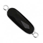Crystal glas tussenstuk langwerpig ovaal 29mm Black-silver